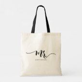 Dhr. Zwart Wit Pasgetrouwd Bruidegom Script Persoo Tote Bag (Achterkant)