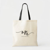 Dhr. Zwart Wit Pasgetrouwd Bruidegom Script Persoo Tote Bag (Voorkant)