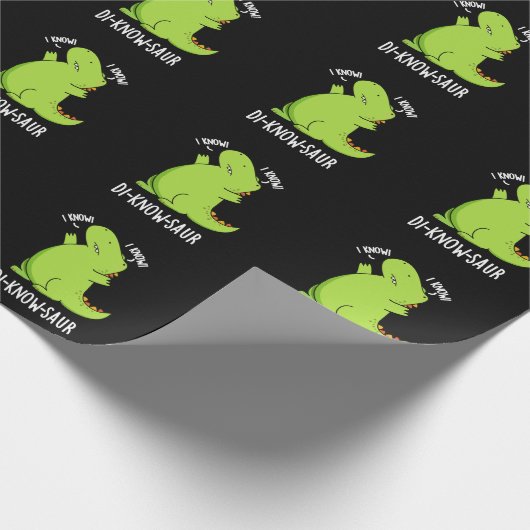 Di-know-saur Grappige Dinosaurus Pun Donker BG Cadeaupapier (Hoek)