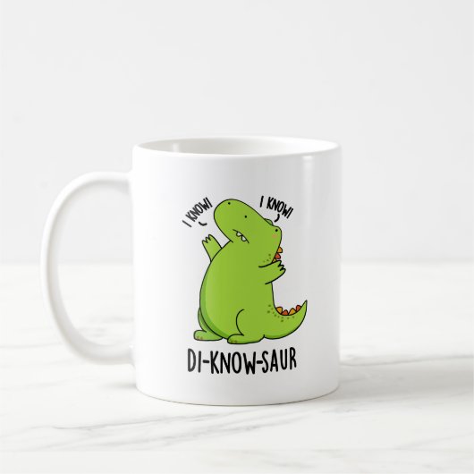 Di-know-saur Grappige Dinosaurus Pun Koffiemok (Links)