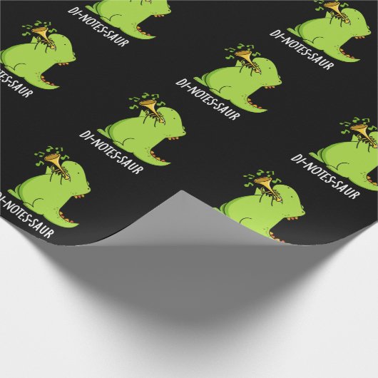 Di-notes-saur Funny Dinosaur Pun Dark BG Cadeaupapier (Hoek)