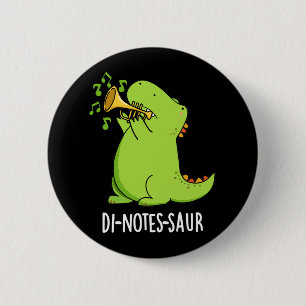 Di-notes-saur Funny Dinosaur Pun Dark BG Ronde Button 5,7 Cm