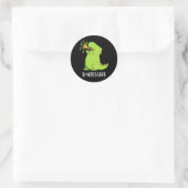 Di-notes-saur Funny Dinosaur Pun Dark BG Ronde Sticker (Tas)