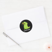 Di-notes-saur Funny Dinosaur Pun Dark BG Ronde Sticker (Envelop)