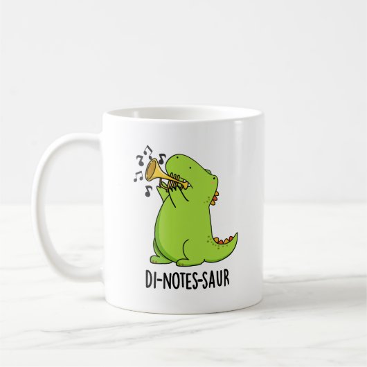 Di-notes-saur Funny Dinosaur Pun Koffiemok (Links)