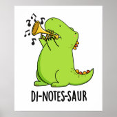 Di-notes-saur Funny Dinosaur Pun Poster (Voorkant)