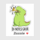 Di-notes-saur Funny Dinosaur Pun Sticker (Vel)