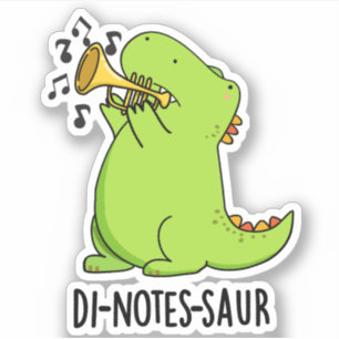 Di-notes-saur Funny Dinosaur Pun Sticker