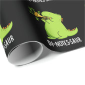 Di-notes-saur Grappige Dinosaur Pun Donkere BG Cadeaupapier (Rol Hoek)