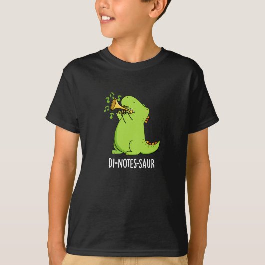 Di-notes-saur Grappige Dinosaurus Woordgrap Dark B T-shirt (Voorkant)