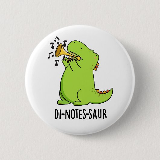 Di-notes-saur Grappige Dinosaurus Woordgrap Ronde Button 5,7 Cm (Voorkant)