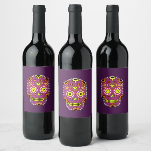 Dia de la Muerte Paarse WIne Label Wijn Etiket (Flessen)