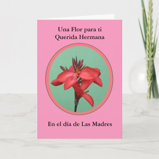 Dia DE Las Madres Una Flor paragraaf mi hermana Kaart (Voorkant)