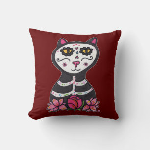 Dia de Las Muertos Cat Halloween Cool Art Kussen