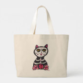 Dia de Las Muertos Cat Halloween Design Grote Tote Bag (Achterkant)