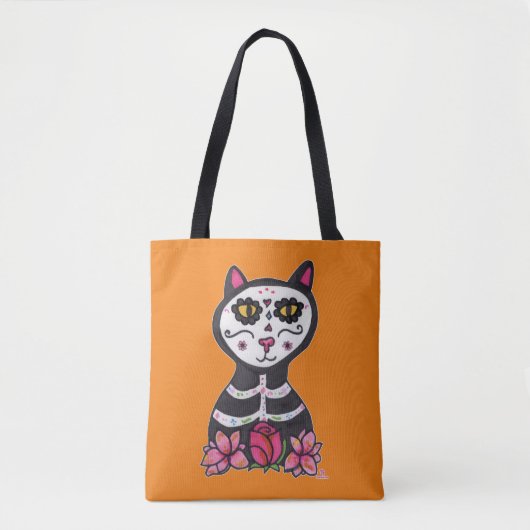 Dia de Las Muertos Cat Halloween Design Large Tas (Voorkant)