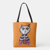 Dia de Las Muertos Cat Halloween Design Large Tas (Achterkant)