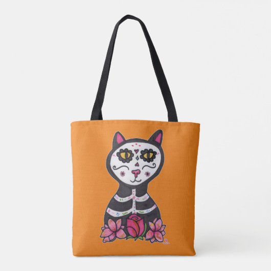 Dia de Las Muertos Cat Halloween Design Large Tas (Achterkant)