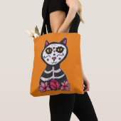 Dia de Las Muertos Cat Halloween Design Large Tas (Dichtbij)