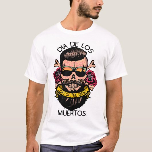 dia de los de dode Mexicaanse hipster met maan T-shirt (Voorkant)
