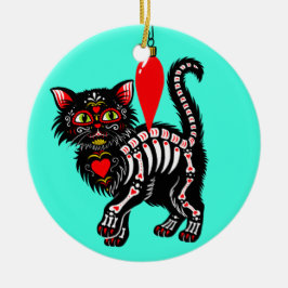 Dia De Los Kerstmis Kat Cute Keramisch Ornament