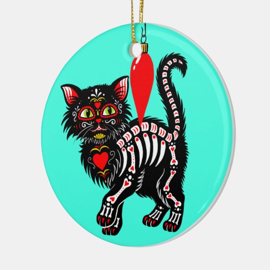 Dia De Los Kerstmis Kat Cute Keramisch Ornament (Links)