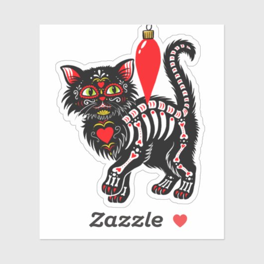 Dia De Los Kerstmis Kat Cute Sticker (Vel)