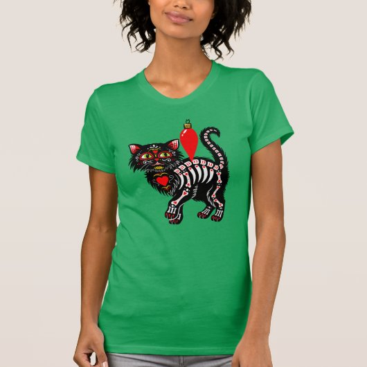 Dia De Los Kerstmis Kat Cute T-shirt (Voorkant)