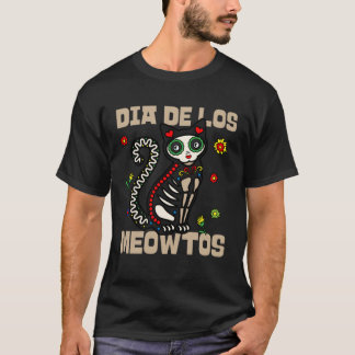 Dia de Los Meowtos Muertos Suiker Schedel Kat Dag T-shirt