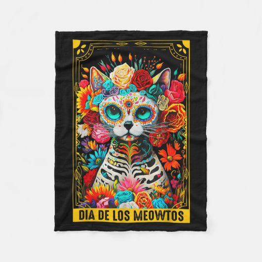 Dia De Los Meowtos Sugar Skull Cat Gift  Fleece Deken (Voorkant)