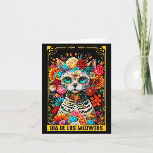 Dia De Los Meowtos Sugar Skull Cat Gift  Kaart (Voorkant)