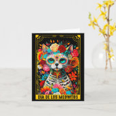 Dia De Los Meowtos Sugar Skull Cat Gift  Kaart (Gele Bloem)