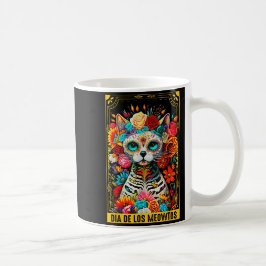 Dia De Los Meowtos Sugar Skull Cat Gift  Koffiemok (Rechts)