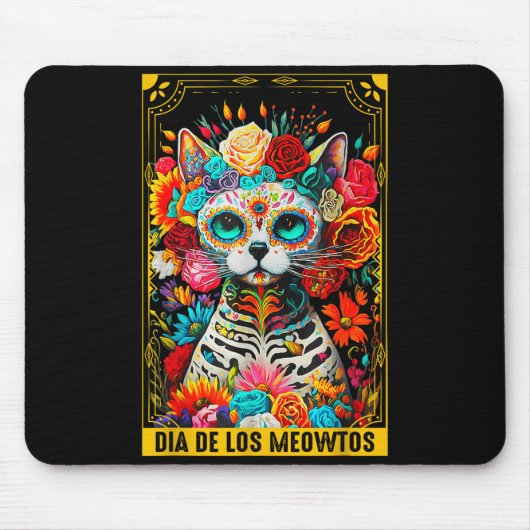 Dia De Los Meowtos Sugar Skull Cat Gift  Muismat (Voorkant)