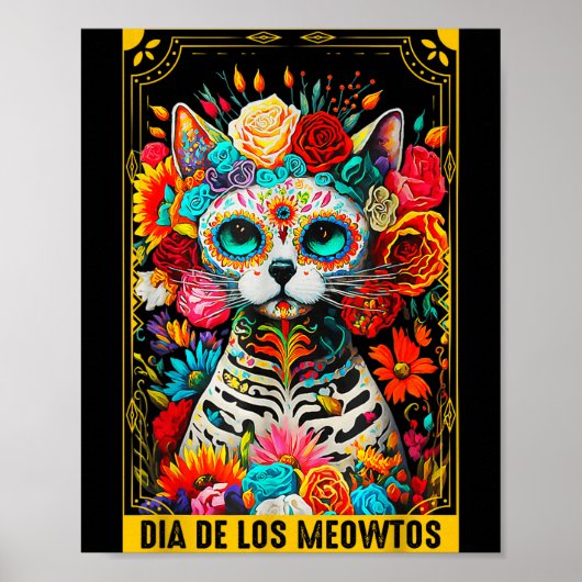 Dia De Los Meowtos Sugar Skull Cat Gift  Poster (Voorkant)