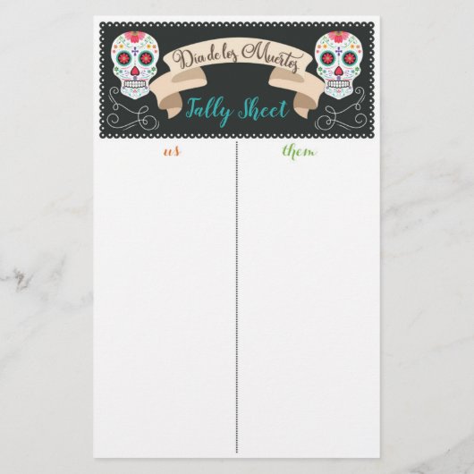 Dia De Los Muerto Bunco Game Tally Sheet (Achterkant)