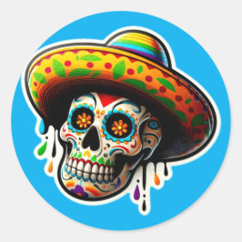 Dia de los Muertos 4 Ronde Sticker