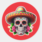 Dia de los Muertos 6 Ronde Sticker (Voorkant)