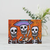 Dia de los Muertos Amigos Mariachi Uitnodiging (Staand voorkant)