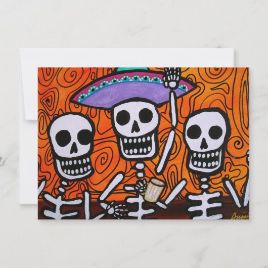 Dia de los Muertos Amigos Mariachi Uitnodiging (Voorkant)