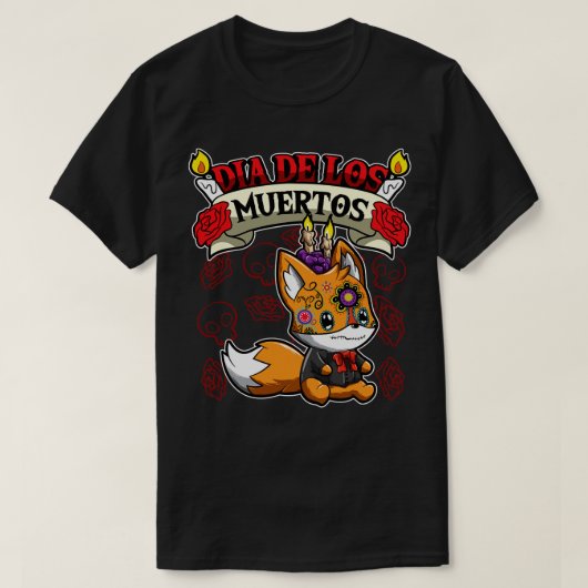Dia De Los Muertos Animals Fox T-shirt (Design voorkant)