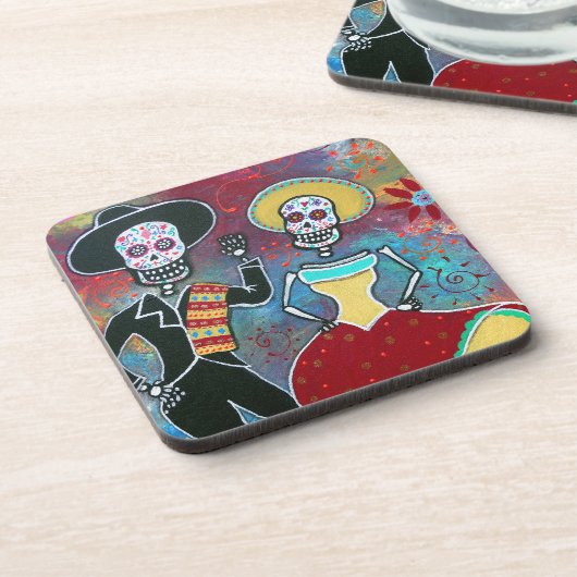 DIA DE LOS MUERTOS BAILAR MARIACHI BIER ONDERZETTER (Linkerzijde)