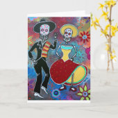 DIA DE LOS MUERTOS BAILAR MARIACHI KAART (Gele Bloem)