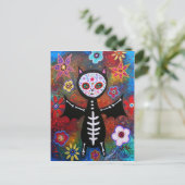 Dia de los Muertos Bat door Prisarts Briefkaart (Staand voorkant)