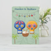 DIA DE LOS MUERTOS BEACH BRUILOFT KAART (Staand voorkant)