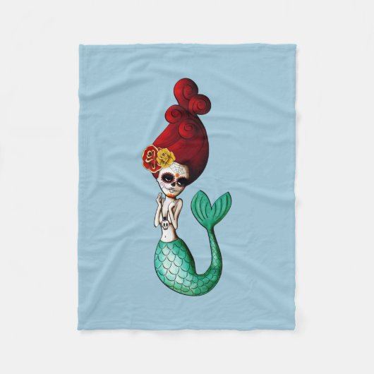 Dia de Los Muertos Beauful Mermaid Pin omhoog Fleece Deken (Voorkant)