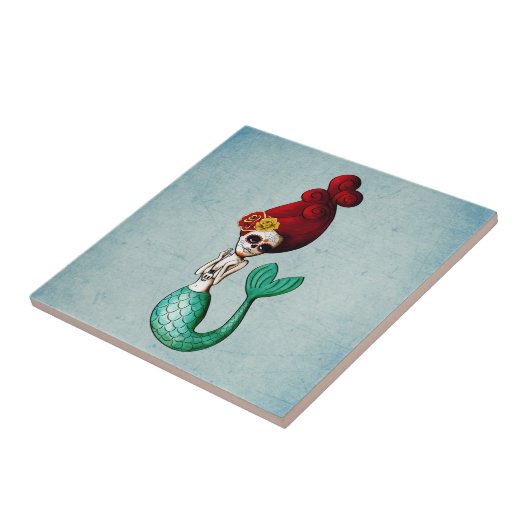 Dia de Los Muertos Beauful Mermaid Tegeltje (Zijkant)