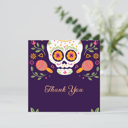 Dia De Los Muertos Bedankkaart (Staand voorkant)