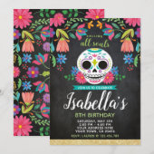 Dia de los Muertos Birthday Uitnodiging (Voorkant / Achterkant)
