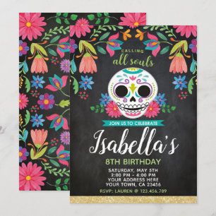 Dia de los Muertos Birthday Uitnodiging